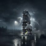 4 νέα φορτηγά Volvo, το ένα πάνω στο άλλο σε θεαματική ταινία